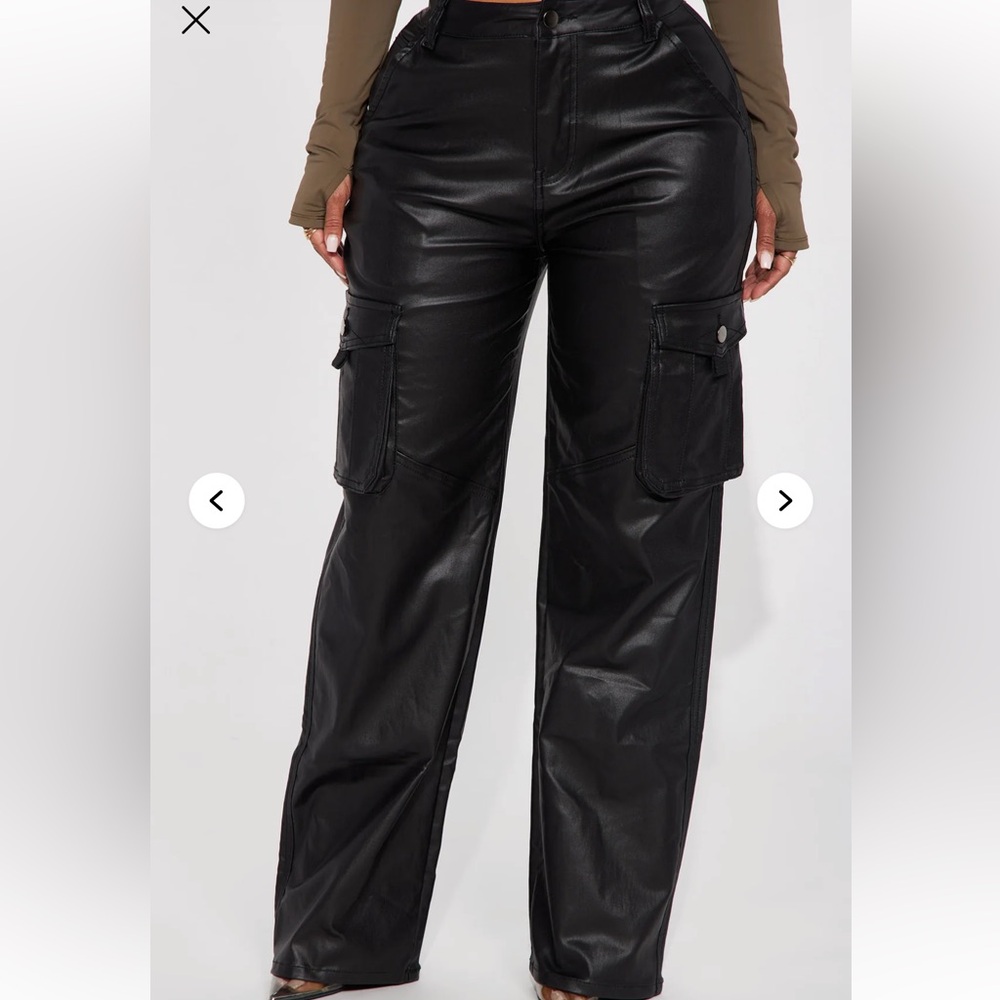 Brielle Coated Cargo Pant - Black leather pants